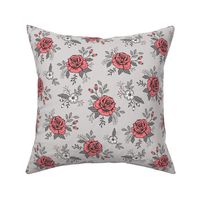 Rose and Flower on Grey Valentine Floral