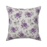 Rose and flower Purpel on Grey Valentine Floral