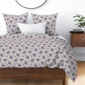 Rose and flower Purpel on Grey Valentine Floral