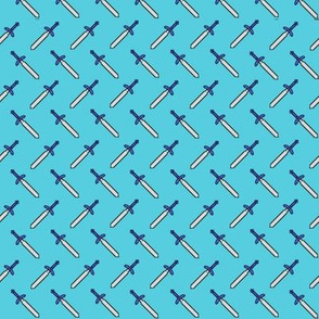 Pixel Swords on Blue