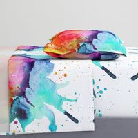 Abstract Watercolor Splash - Rainbow Chakras