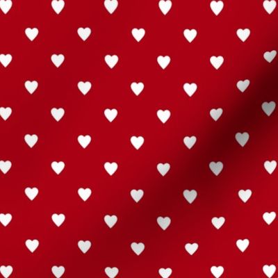 White Hearts on Dark Red