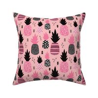 Awesome trendy pineapple vintage summer fruit design in pink black and white