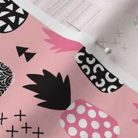 Awesome trendy pineapple vintage summer fruit design in pink black and white