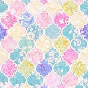 Soft Bright Pastel Floral Moroccan Tiles