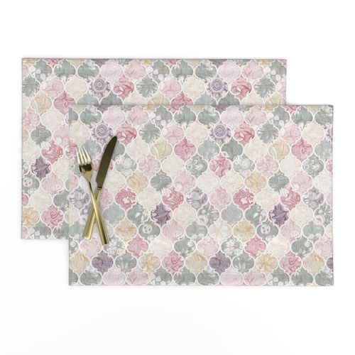 Grey and dusky pastels floral pattern fabric with butterflies