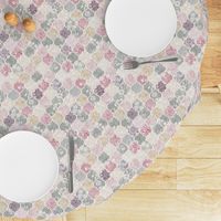 Dusky Rose, Cream and Grey Floral Moroccan Tiles