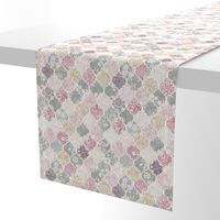 Dusky Rose, Cream and Grey Floral Moroccan Tiles