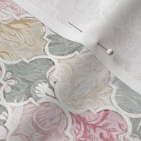 Dusky Rose, Cream and Grey Floral Moroccan Tiles