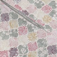 Dusky Rose, Cream and Grey Floral Moroccan Tiles