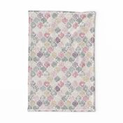 Dusky Rose, Cream and Grey Floral Moroccan Tiles