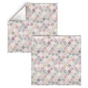 Dusky Rose, Cream and Grey Floral Moroccan Tiles