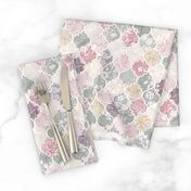 Dusky Rose, Cream and Grey Floral Moroccan Tiles