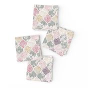 Dusky Rose, Cream and Grey Floral Moroccan Tiles