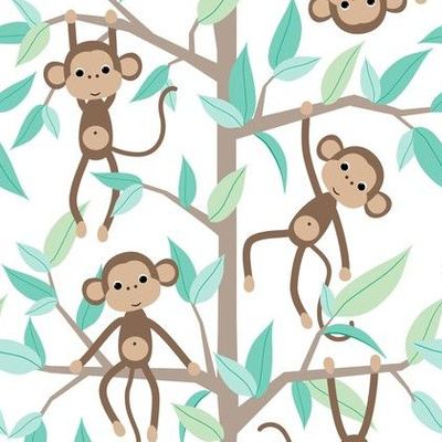 Monkey Jungle Fabric, Wallpaper and Home Decor | Spoonflower