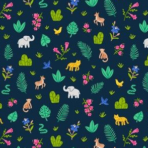 Jungle wildlife cartoon kids pattern