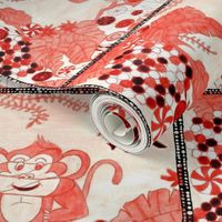 Red Cupcake Monkey In Candy Jungle Patchwork