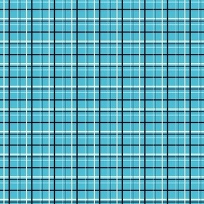 Turquoise Plaid black, gray, white, small scale