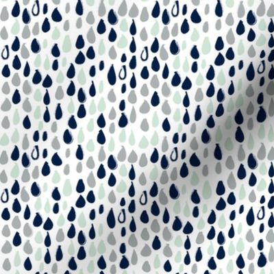 Pencil sketch geometry - grey and mint - raindrops 02