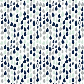 Pencil sketch geometry - grey and mint - raindrops 02