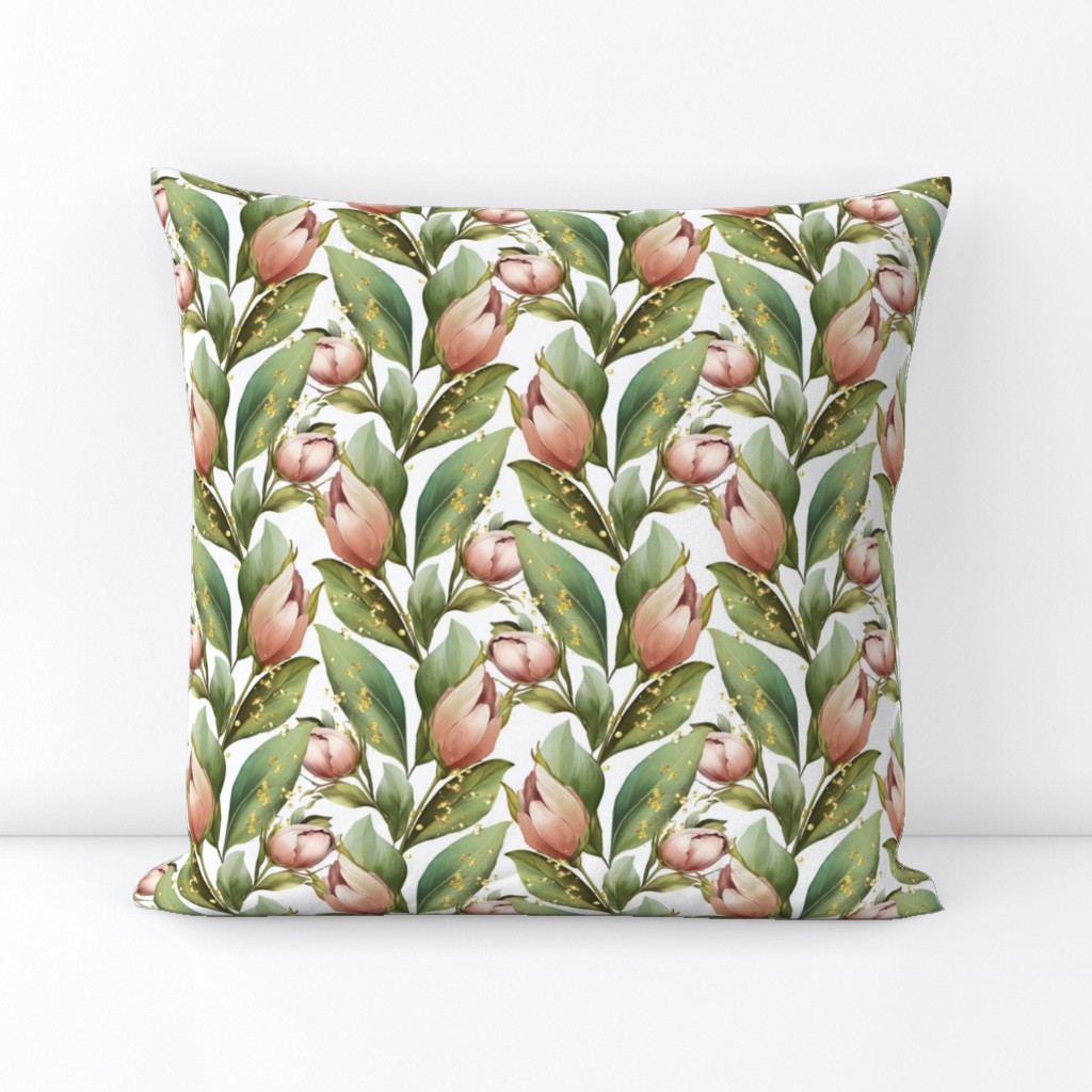 Tulip flowers and leaves. Decorative floral pattern
