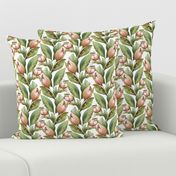 Tulip flowers and leaves. Decorative floral pattern