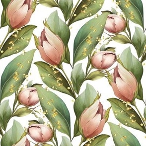 Tulip flowers and leaves. Decorative floral pattern