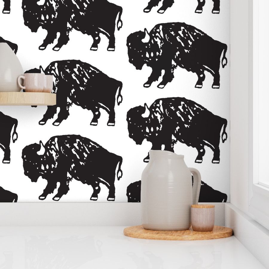 Bison Print - Black and White 