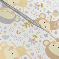 Little monkeys // by petite_circus // pastel peach gray purple cream // cute kids baby nursery // 
