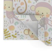 Little monkeys // by petite_circus // pastel peach gray purple cream // cute kids baby nursery // 