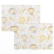 Little monkeys // by petite_circus // pastel peach gray purple cream // cute kids baby nursery // 