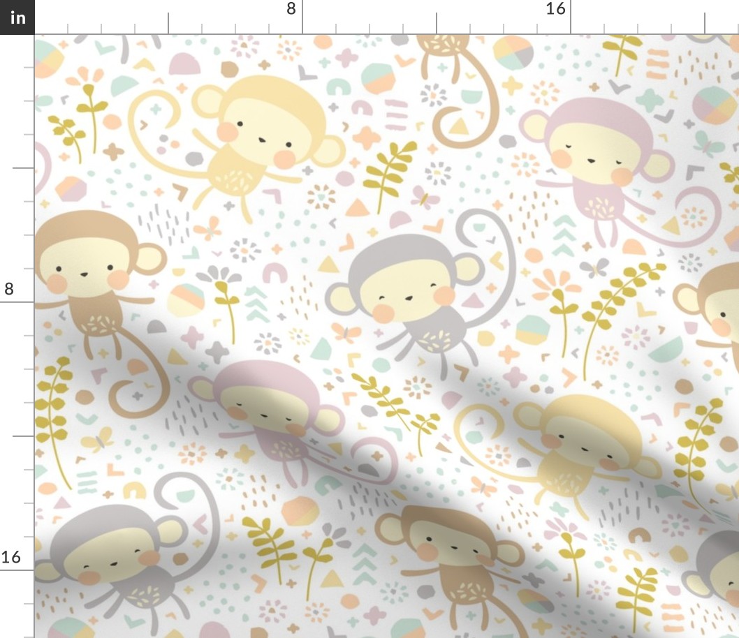 Little monkeys // by petite_circus // pastel peach gray purple cream // cute kids baby nursery // 