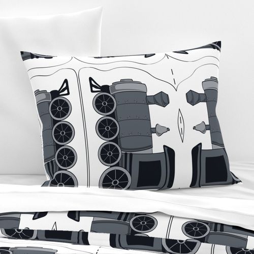 Train Pillow (Black & White)