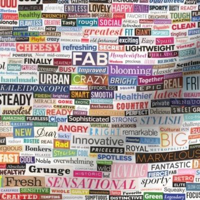 Ransom Note (Full-Color Adjectives & Adverbs) || cut paper word collage