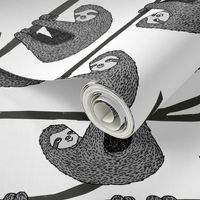 sloth // black and white large version kids nursery animal