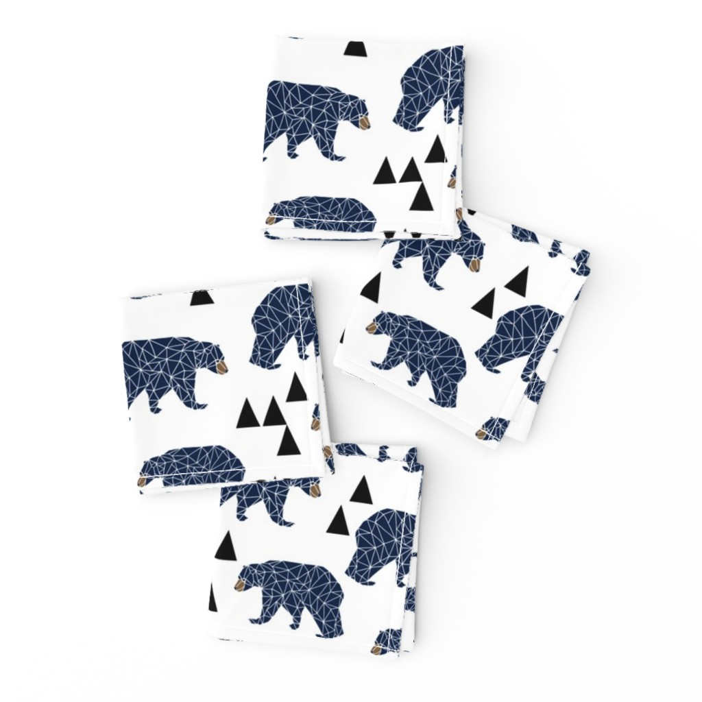 geo bear // camping blue navy kids room triangles mountains boy nursery