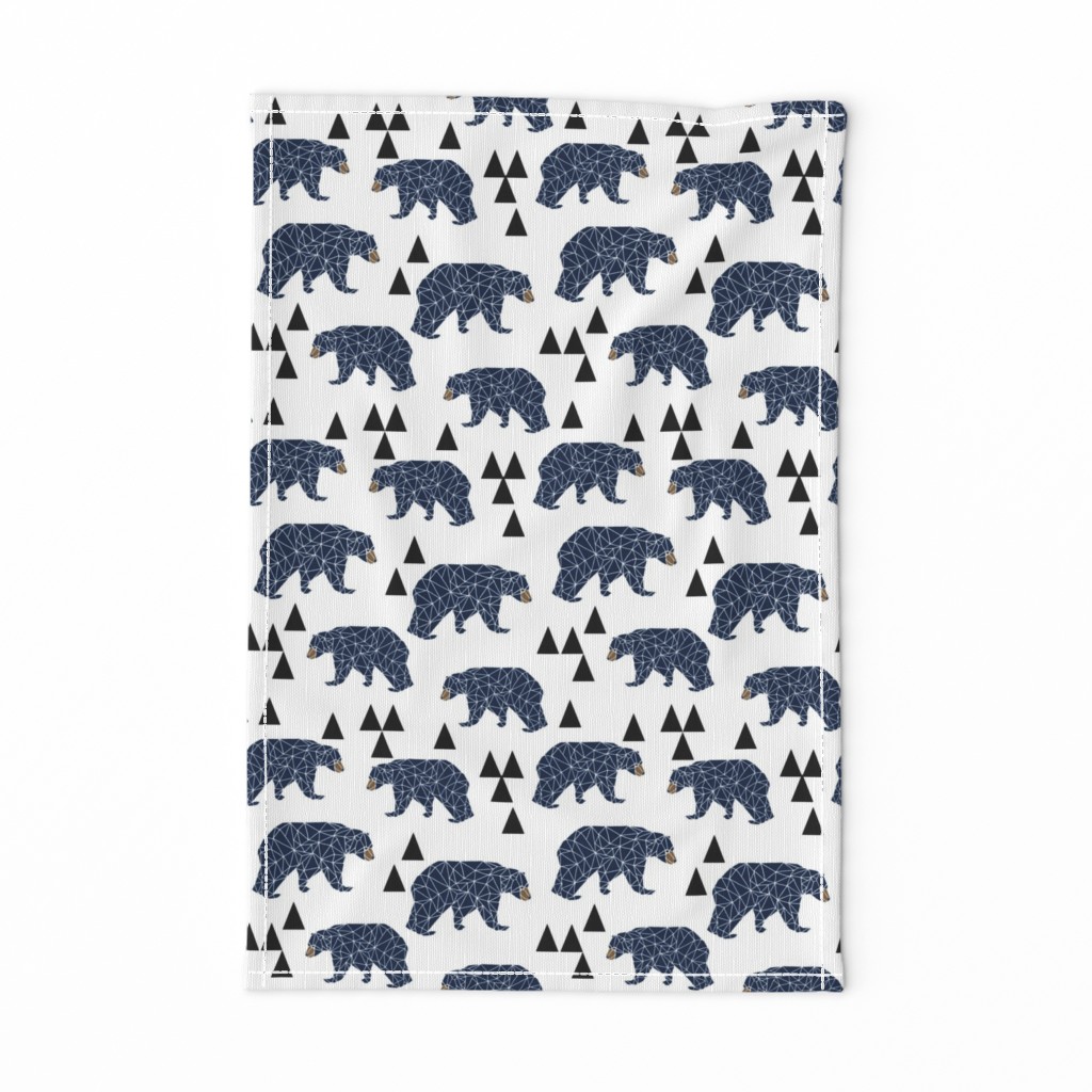 geo bear // camping blue navy kids room triangles mountains boy nursery