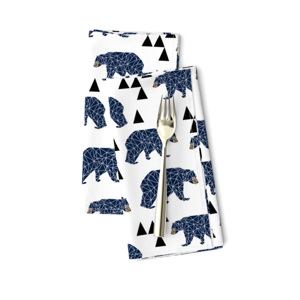 geo bear // camping blue navy kids room triangles mountains boy nursery