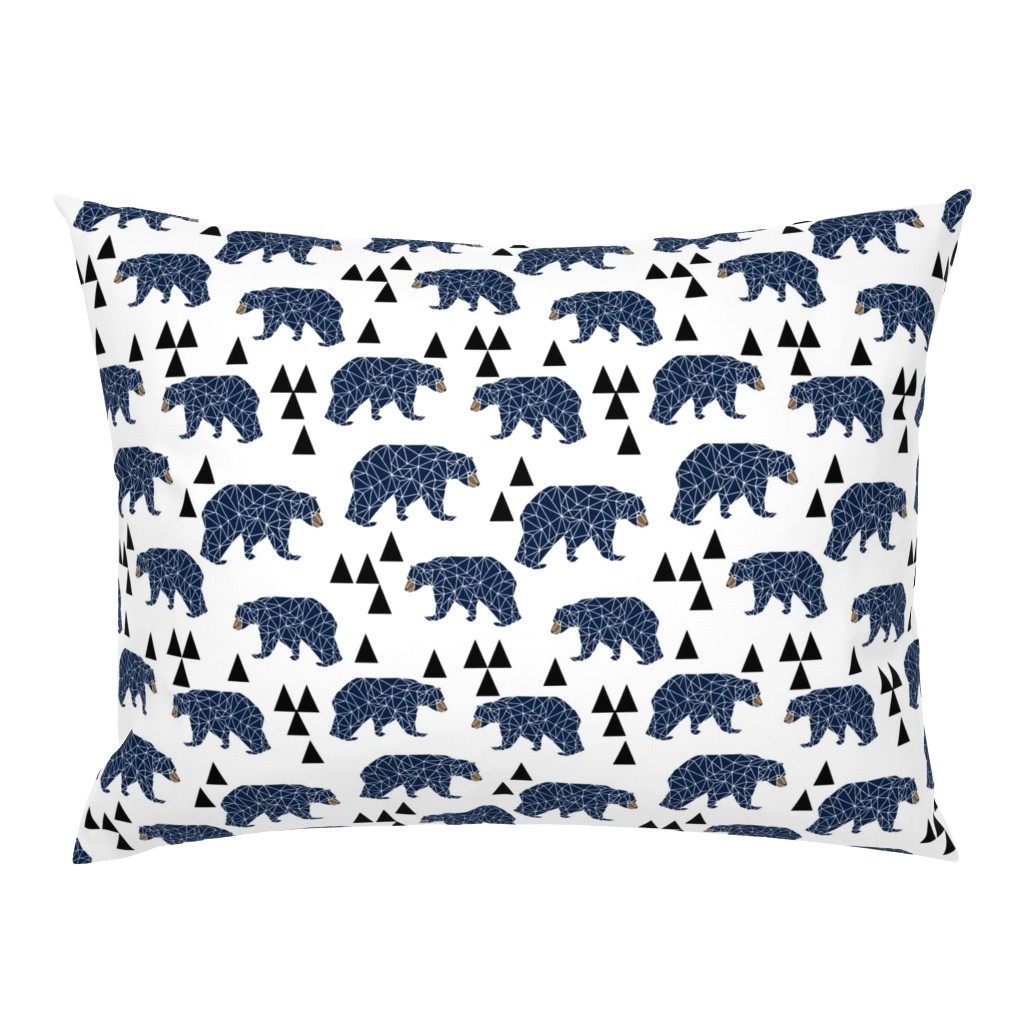 geo bear // camping blue navy kids room triangles mountains boy nursery