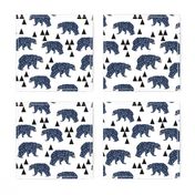 geo bear // camping blue navy kids room triangles mountains boy nursery