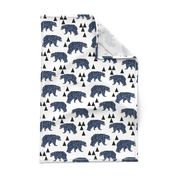 geo bear // camping blue navy kids room triangles mountains boy nursery