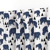 geo bear // camping blue navy kids room triangles mountains boy nursery