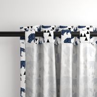 geo bear // camping blue navy kids room triangles mountains boy nursery