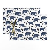 geo bear // camping blue navy kids room triangles mountains boy nursery