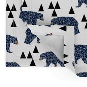 geo bear // camping blue navy kids room triangles mountains boy nursery