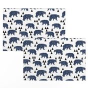 geo bear // camping blue navy kids room triangles mountains boy nursery