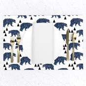 geo bear // camping blue navy kids room triangles mountains boy nursery