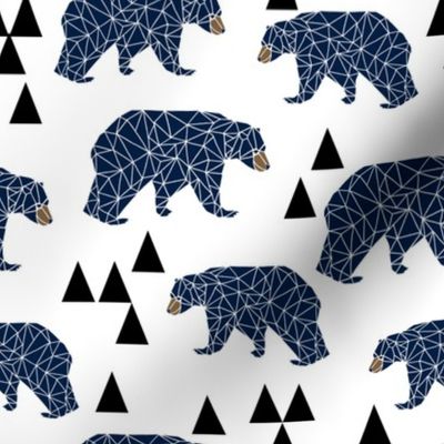 geo bear // camping blue navy kids room triangles mountains boy nursery