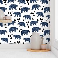 geo bear // camping blue navy kids room triangles mountains boy nursery