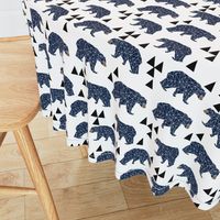 geo bear // camping blue navy kids room triangles mountains boy nursery